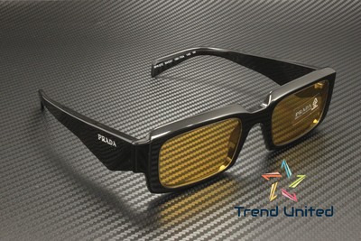 Pre-owned Prada Pr 27zs 16k70a Black Yellow 54 Mm Men's Sunglasses