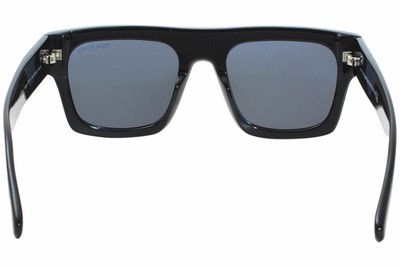 Pre-owned Tom Ford Fausto Tf711 01a Sunglasses Men's Shiny Black/smoke Lenses Square 53mm In Gray