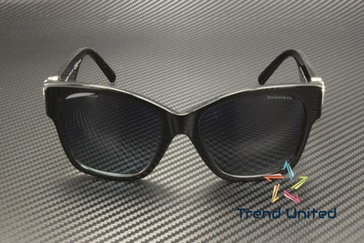 Pre-owned Tiffany & Co Tiffany Tf4216 83944u Black Azure Grad Dk Blue Polarized 54 M Women's Sunglasses