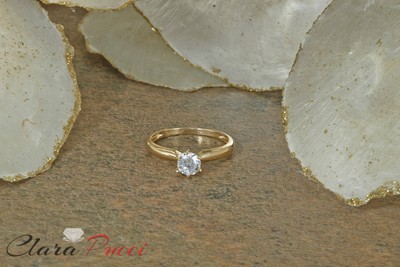 Pre-owned Pucci 0.5ct Round Cut Classic Simulated Engagement Promise Ring Solid 14k Yellow Gold In White/colorless