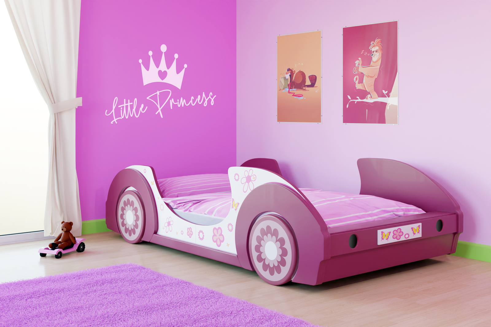 Kinderbett Juniorbett Autobett Rennbett Spielbett Kindermöbel Mädchenbett 90x200