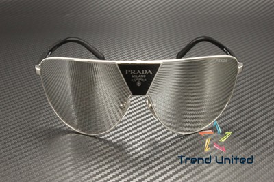 Pre-owned Prada Pr 69zs 1bc2b0 Silver Light Grey Mirror Silver 37 Mm Men's Sunglasses