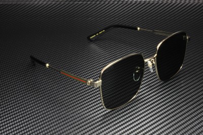 Pre-owned Gucci Gg0852sk 001 Rectangular Squared Gold Black Green 58 Mm Women's Sunglasses In Solid Green