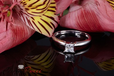 Pre-owned Pucci 0.5ct Princess Classic Simulated Engagement Promise Ring 14k White Solid Gold In White/colorless