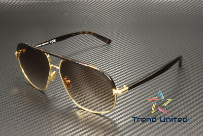 Pre-owned Tom Ford Ft1019 30f Metal Shiny Deep Gold Gradient Brown 59 Mm Men's Sunglasses