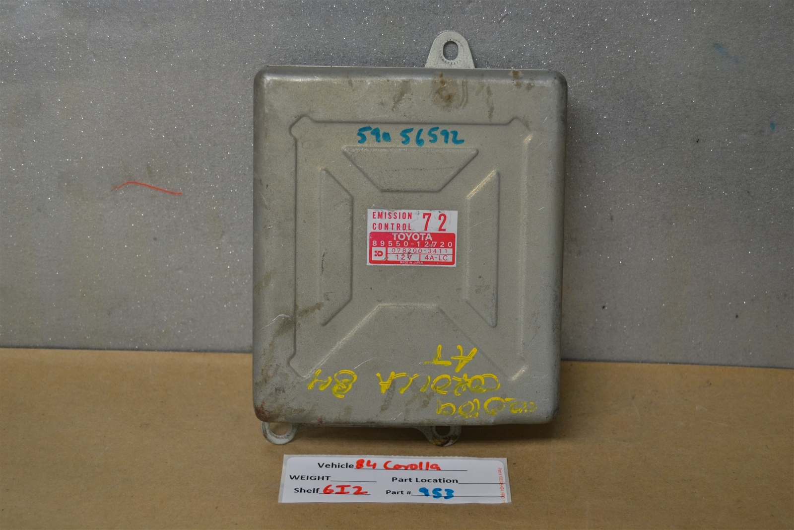 1984-1985 Toyota Corolla Engine Computer Unit ECU 8955012721