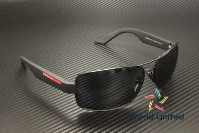 Pre-owned Prada Linea Rossa Ps 50zs 1ab02g Black Dark Grey Polarized 65mm Men's Sunglasses In Polar Dark Grey