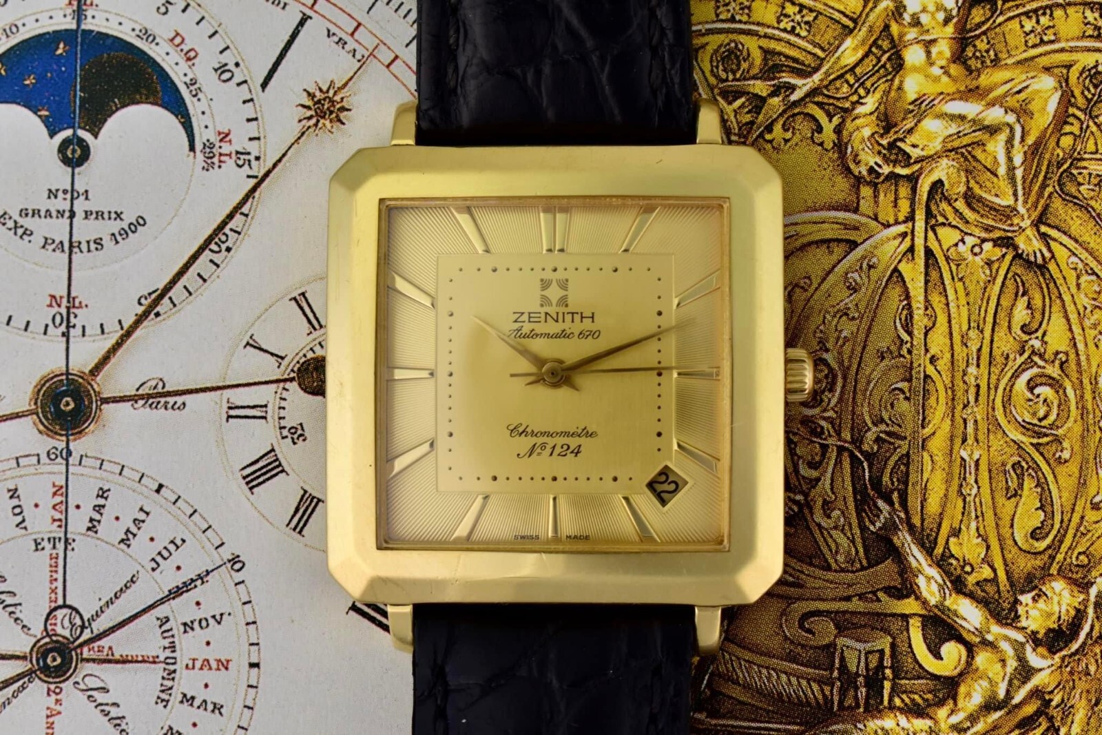 1990's Zenith Gold Square Men's Dress Watch Limited Edition 1990's Zenith Gold Square Men's Dress Watch Limited Edition