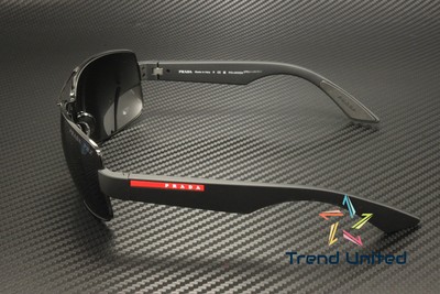 Pre-owned Prada Linea Rossa Ps 50zs 1ab02g Black Dark Grey Polarized 65mm Men's Sunglasses In Polar Dark Grey