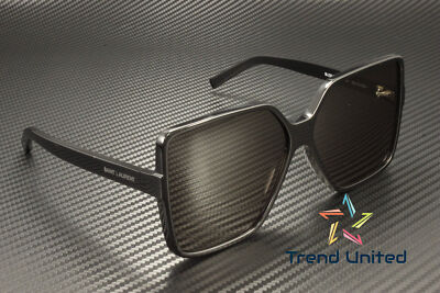 Pre-owned Saint Laurent Sl 232 Betty 001 Rectangular Black Grey 63 Mm Women's Sunglasses In Gray