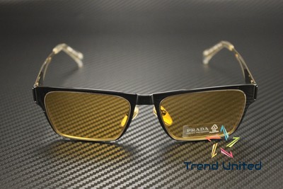 Pre-owned Prada Pr 71zs 1ab0b7 Black Yellow 56 Mm Men's Sunglasses