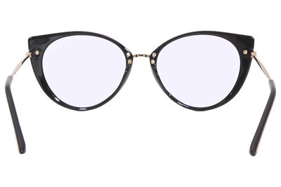 Pre-owned Tom Ford Tf5815-b 001 Eyeglasses Women's Shiny Black/blue Block Full Rim 54mm In Demo