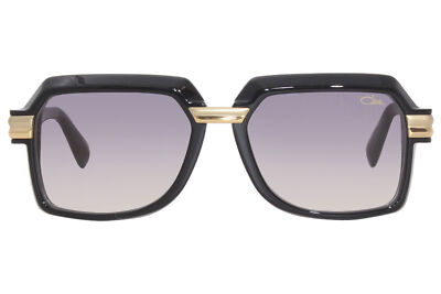 Pre-owned Cazal 8043 001 Sunglasses Men's Black/gold/grey Gradient Lens Square Shape 56mm In Gray