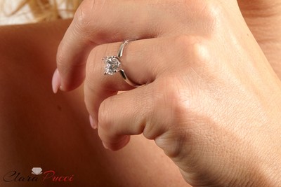 Pre-owned Pucci 3ct Round Synthetic Moissanite Engagement Wedding Promise Ring 14k White Gold In White/colorless