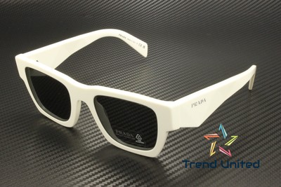 Pre-owned Prada Pr A06s 17k08z Talc Dark Grey 50 Mm Men's Sunglasses In Gray