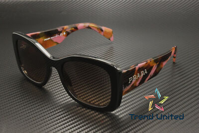 Pre-owned Prada Pr A08s 12o50c Mahogany Brown Gradient Grey 56 Mm Women's Sunglasses