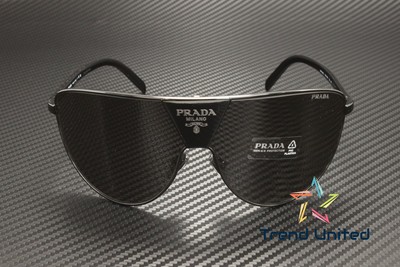 Pre-owned Prada Pr 69zs 1ab5s0 Black Dark Grey 37 Mm Men's Sunglasses In Gray