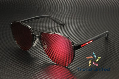 Pre-owned Prada Linea Rossa Ps 51ys 1bo08f Mt Black Grey Mir Blue Red 61 Men's Sunglasses In Gray