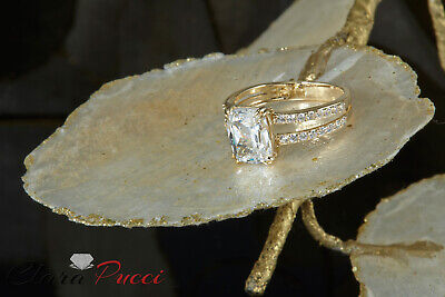 Pre-owned Pucci 3.50ct Cushion Synthetic Moissanite Promise Bridal Wedding Ring 14k Yellow Gold In White/colorless