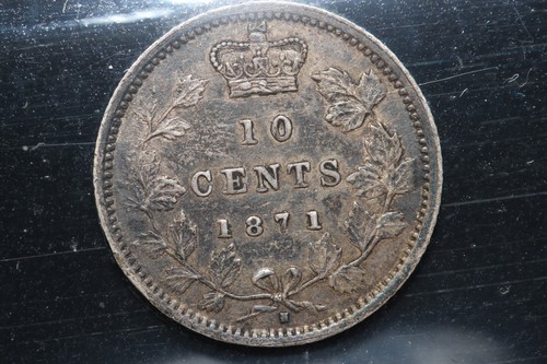 1871 H Canada. 10 cents. ICCS Graded EF-40. (XMU970)
