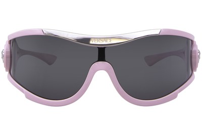 Pre-owned Versace Ve4475 548587 Sunglasses Men's Pink/dark Grey Lens Shield Style 42mm In Gray