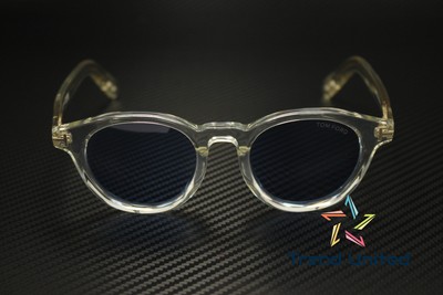 Pre-owned Tom Ford Ft1123 D 26v Acetate Crystal Blue 49 Mm Men's Sunglasses