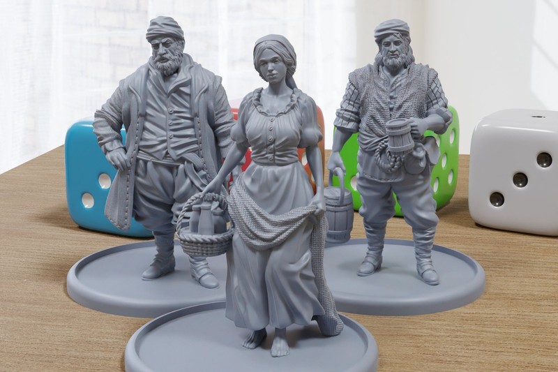 Villager Peasants - Medieval Townsfolk / Villagers - 3d Printed Minifigures For 