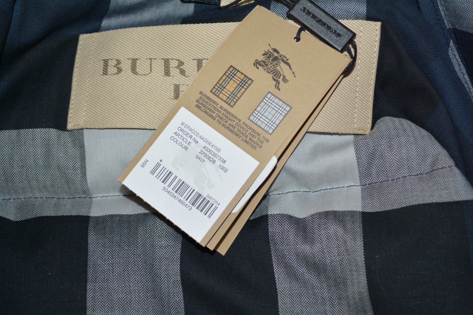 Pre-owned Burberry Brit Mens Duck Down Quilted Puffer Jacket Coat Sz Large In Blue
