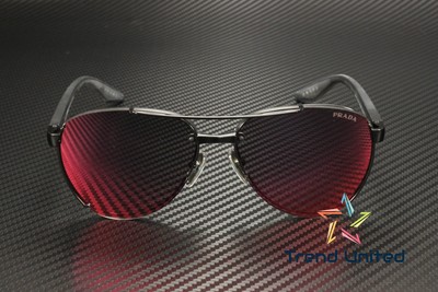 Pre-owned Prada Linea Rossa Ps 51ys 1bo08f Mt Black Grey Mir Blue Red 61 Men's Sunglasses In Gray