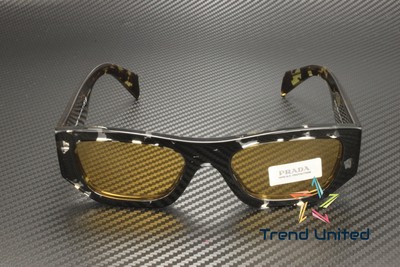 Pre-owned Prada Pr A01s 15o10c Havana Black Transparent Yellow 53 Mm Unisex Sunglasses