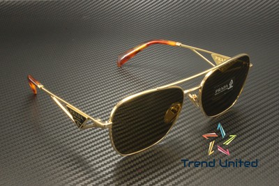 Pre-owned Prada Pr A50s 5ak01t Gold Dark Brown 59 Mm Women's Sunglasses