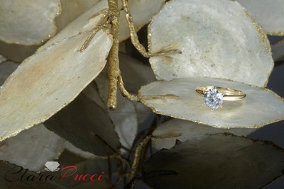 Pre-owned Pucci 1.50 Round Synthetic Moissanite Engagement Wedding Promise Ring 14k Yellow Gold In White/colorless