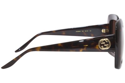 Pre-owned Gucci Gg0896s 002 Sunglasses Women's Havana/brown Lenses Fashion Square 52-mm
