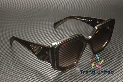 Pre-owned Prada Pr 14zs 2au6s1 Tortoise Brown Gradient 50 Mm Women's Sunglasses