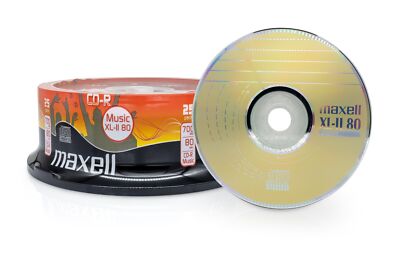 25 MAXELL CD Rohlinge CD-R 80 XL MU ideal für Musikaufnahmen 700 MB in Cakebox