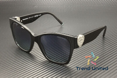 Pre-owned Tiffany & Co Tiffany Tf4216 83944u Black Azure Grad Dk Blue Polarized 54 M Women's Sunglasses