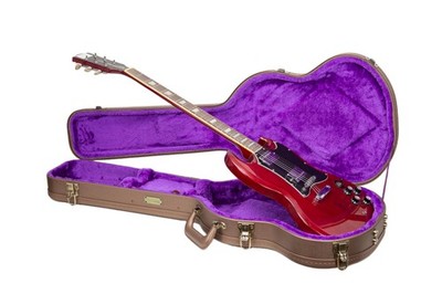 Gibson SG Electric Guitar Case Carrier Bag with Purple Velvet Interior