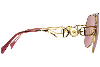 Pre-owned Versace Ve2255 1002/a4 Sunglasses Gold/pink Mirror Internal Silver Pilot 63mm
