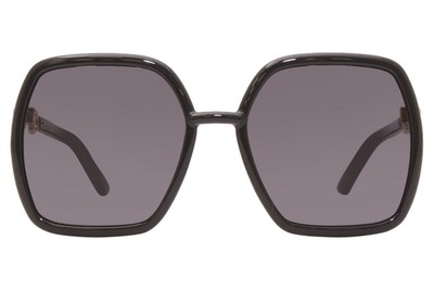 Pre-owned Gucci Gg0890s 001 Sunglasses Women's Black/grey Lenses Fashion Square 55mm In Gray