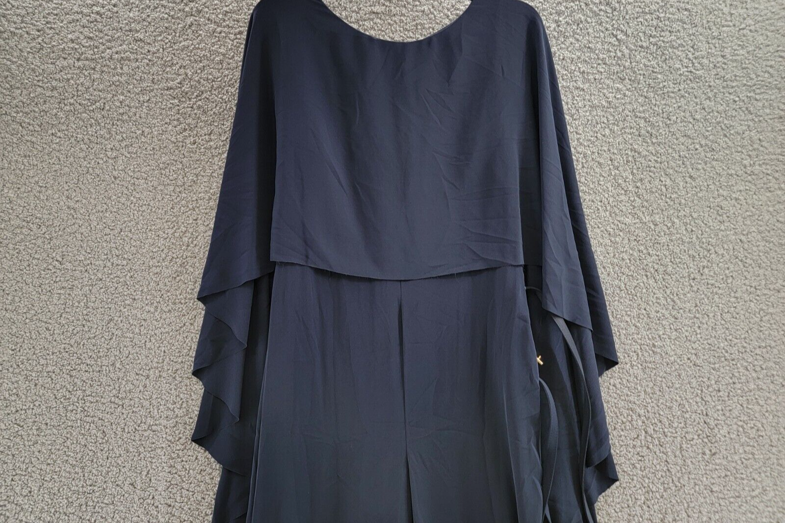 Lauren Ralph Lauren Georgette Cape Jumpsuit Women's 6 Navy Belted Back Zipped - Picture 3 of 19
