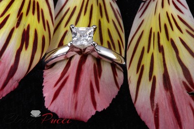 Pre-owned Pucci 0.5ct Princess Classic Simulated Engagement Promise Ring 14k White Solid Gold In White/colorless
