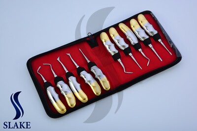 10 Dental Elevators Extraction Surgical Instruments NEW Gold