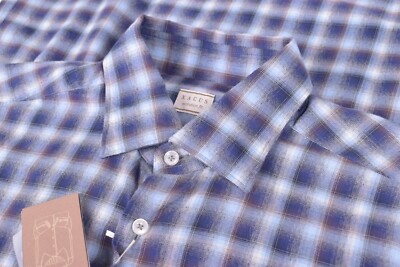 Xacus Evolution Fit Size Medium Supercotone Made In Italy Plaid Shirt