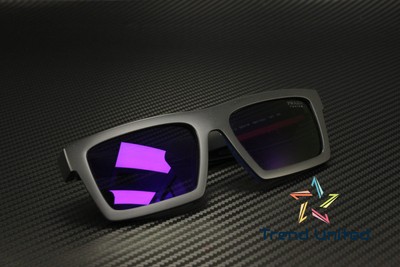 Pre-owned Prada Ps 02zsu 1bo05u Matte Black Dark Blue Mirror Violet 55 Mm Men's Sunglasses