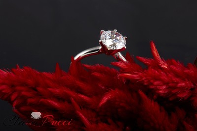 Pre-owned Pucci 3ct Round Synthetic Moissanite Engagement Wedding Promise Ring 14k White Gold In White/colorless