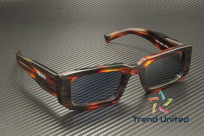 Pre-owned Prada Pr 06ys 17r06a Striped Radica Dark Blue 53 Mm Men's Sunglasses