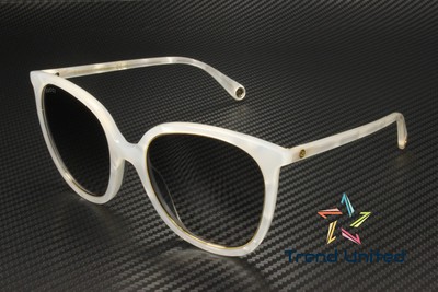 Pre-owned Gucci Gg1076s 003 Round Oval Panthos Acetate White Grey 56 Mm Women's Sunglasses In Gray