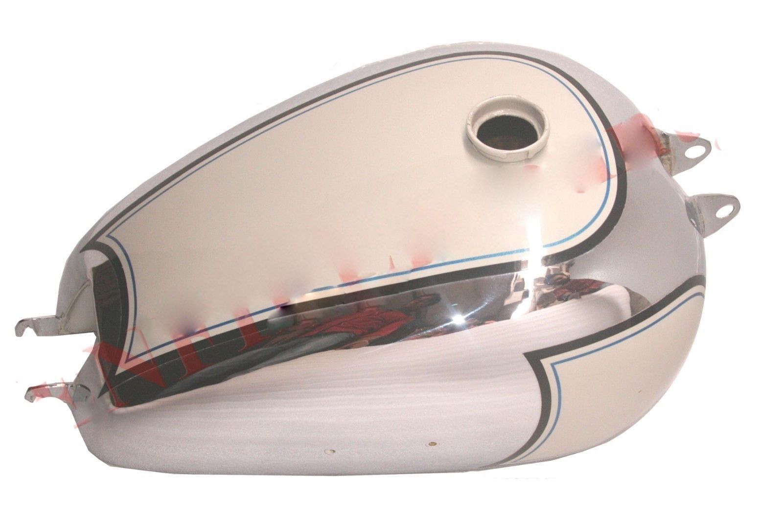 BSA A7 Plunger 500 Steel Chrome Hex Gray Petrol Fuel Tank Blue Black Stripe  