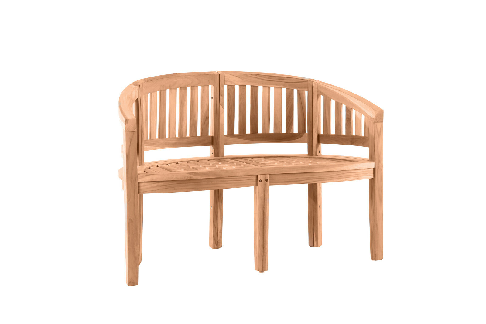 Gartensitzbank in Bananenform, 120 cm, Teak 11020012, 2-Sitzer, Teakholz, natur