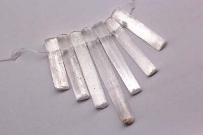 Natural Selenite Graduated Slice Stick Points Beads 30-50mm 7 Pcs/Set